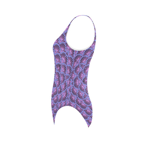 lavender scalops patternkaliedoscope Vest One Piece Swimsuit (Model S04)