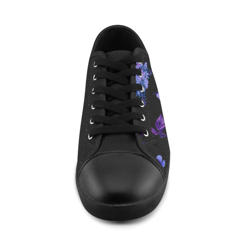 Purple and Black artistic floral shoes 2016 edition : Vintage version Canvas Shoes for Women/Large Size (Model 016)