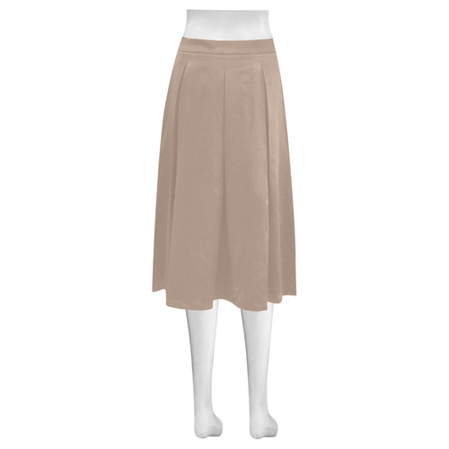 Warm Taupe Mnemosyne Women's Crepe Skirt (Model D16)