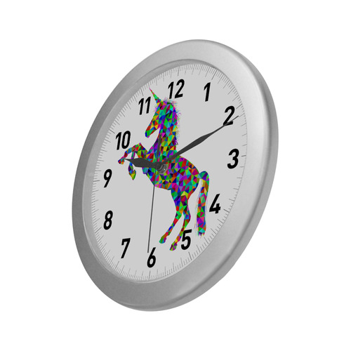 Abstract Triangle Unicorn Silver Color Wall Clock