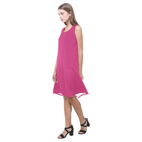 Pink Yarrow Sleeveless Splicing Shift Dress(Model D17)