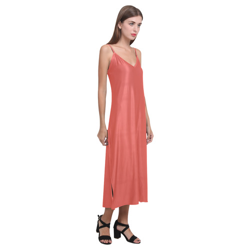 Fiesta V-Neck Open Fork Long Dress(Model D18)