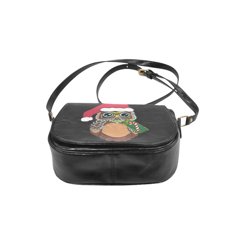 Christmas Owl Black Classic Saddle Bag/Large (Model 1648)