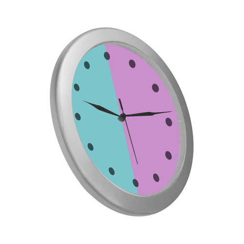 Only two Colors: Turquoise - Light Pink Silver Color Wall Clock