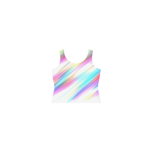 Rainbow Stripe Abstract Sleeveless Splicing Shift Dress(Model D17)