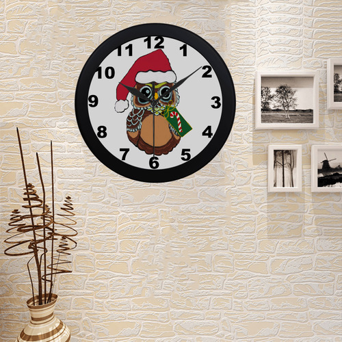 Christmas Owl Circular Plastic Wall clock