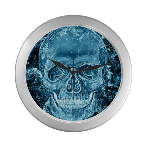 glowing skull Silver Color Wall Clock