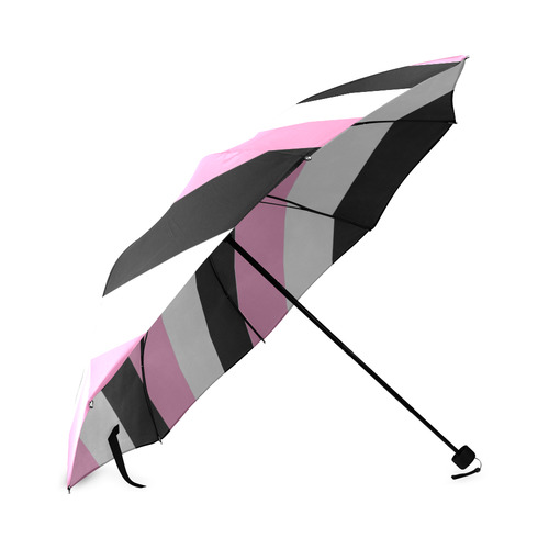 Black, Pink and White Stripes Foldable Umbrella (Model U01)