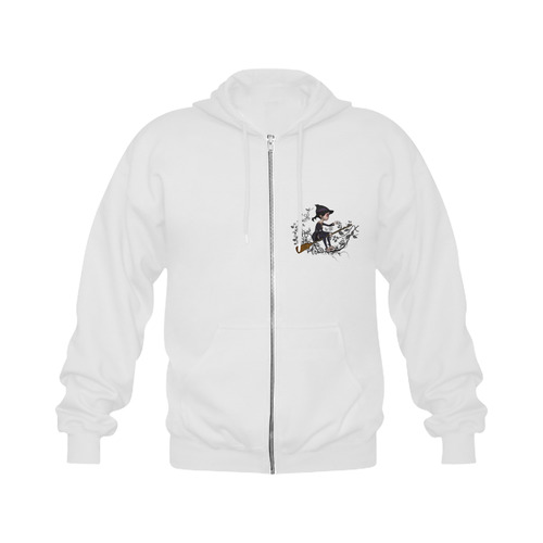 Cute witch on the broom Gildan Full Zip Hooded Sweatshirt (Model H02)