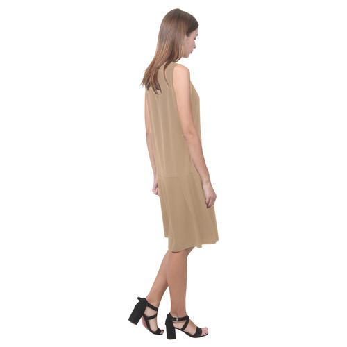 Iced Coffee Sleeveless Splicing Shift Dress(Model D17)