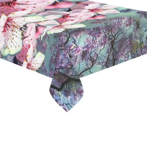 cherry blossom Cotton Linen Tablecloth 60"x120"