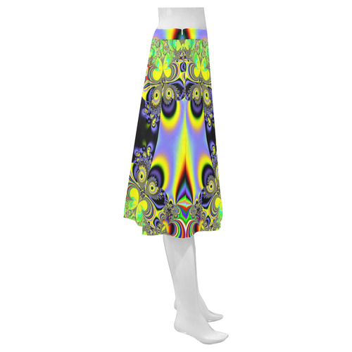 Rainbow Butterfly Bouquets Fractal Mnemosyne Women's Crepe Skirt (Model D16)