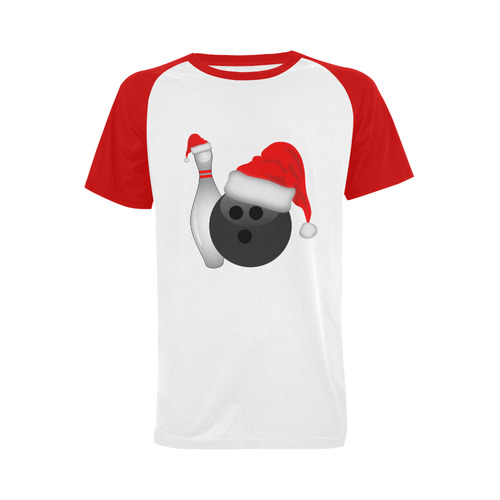 Christmas Bowling Ball And Pins - Santa Hats Men's Raglan T-shirt (USA Size) (Model T11)
