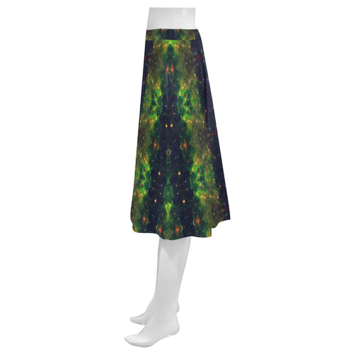 NASA: Green Orange & Blue Stars Abstract Mnemosyne Women's Crepe Skirt (Model D16)