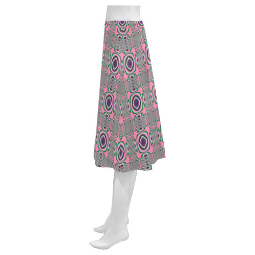 Woven Pink Purple and Green Fractal Mnemosyne Women's Crepe Skirt (Model D16)