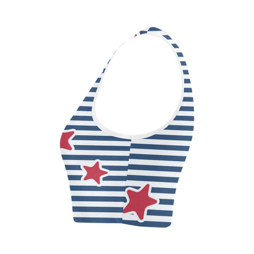 Blue, Red and White Stars and Stripes Women's Crop Top (Model T42)