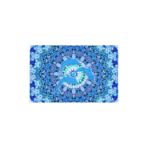 Mandala Magic Blue JUMPING DOLPHINS Area Rug 2'7"x 1'8‘’