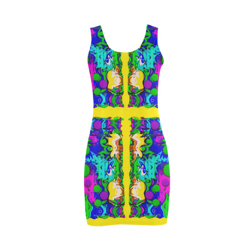 Shimmering Landscape Pop Art Medea Vest Dress (Model D06)