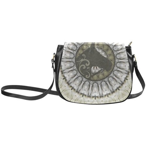 Mandala Magic Ripples HORSE HEAD SILHOUETTE Classic Saddle Bag/Small (Model 1648)