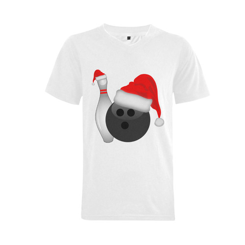 Christmas Bowling Ball And Pin Men's V-Neck T-shirt  Big Size(USA Size) (Model T10)
