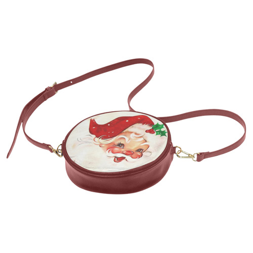 A cute vintage Santa Claus with a mistletoe Round Sling Bag (Model 1647)