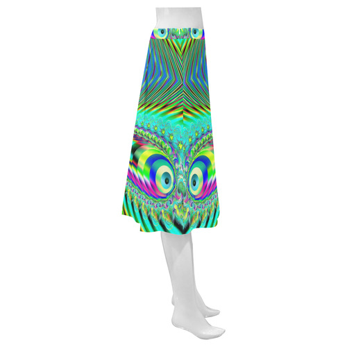 Rainbow Fish Jumping on the Water Fractal Mnemosyne Women's Crepe Skirt (Model D16)