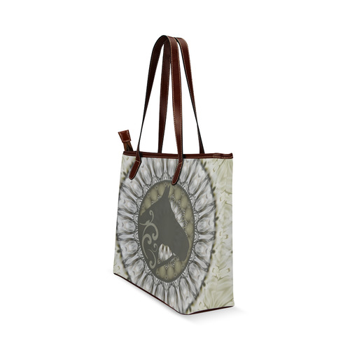 Mandala Magic Ripples HORSE HEAD SILHOUETTE Shoulder Tote Bag (Model 1646)