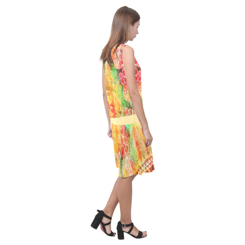 Sunshine Garden Sleeveless Splicing Shift Dress(Model D17)