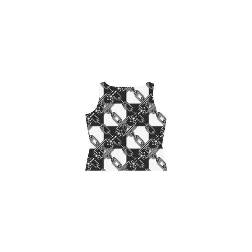 Checkered Chains Sleeveless Splicing Shift Dress(Model D17)