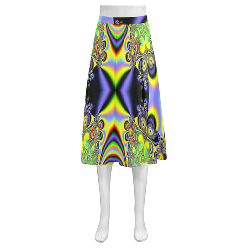 Rainbow Butterfly Bouquets Fractal Mnemosyne Women's Crepe Skirt (Model D16)