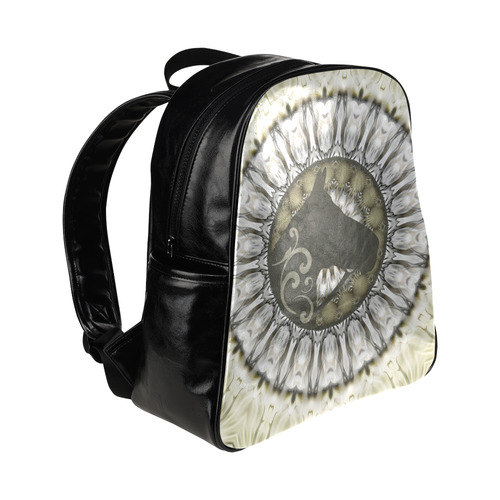 Mandala Magic Ripples HORSE HEAD SILHOUETTE Multi-Pockets Backpack (Model 1636)