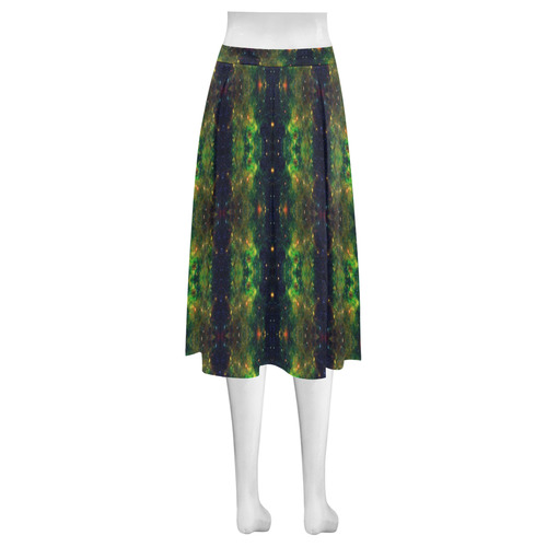 NASA: Green Orange & Blue Stars Abstract Mnemosyne Women's Crepe Skirt (Model D16)