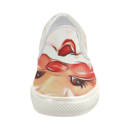 A cute vintage Santa Claus with a mistletoe Women's Slip-on Canvas Shoes (Model 019)