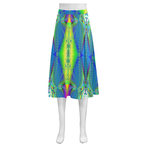 Spring Nymphs Dancing on the River Fractal Mnemosyne Women's Crepe Skirt (Model D16)