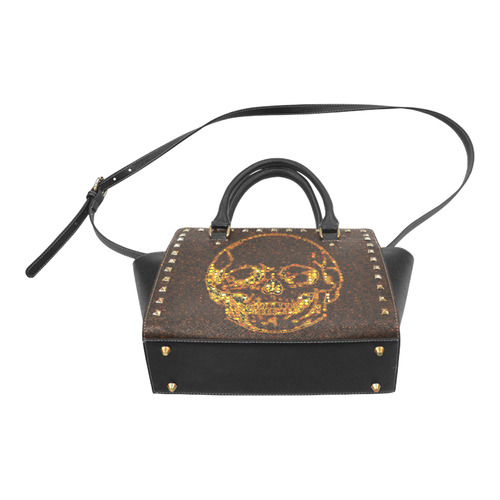 golden skull Rivet Shoulder Handbag (Model 1645)