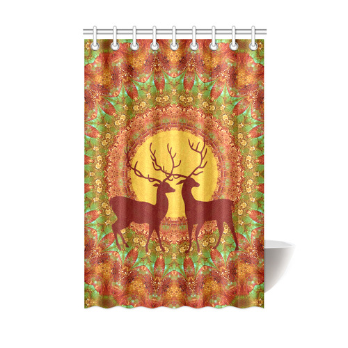 Mandala YOUNG DEERS with Full Moon Shower Curtain 48"x72"