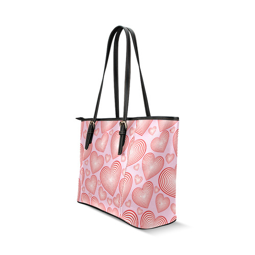 New artistic Designers TOTE Bag elegant edition with Red and Pink hearts Leather Tote Bag/Large (Model 1640)