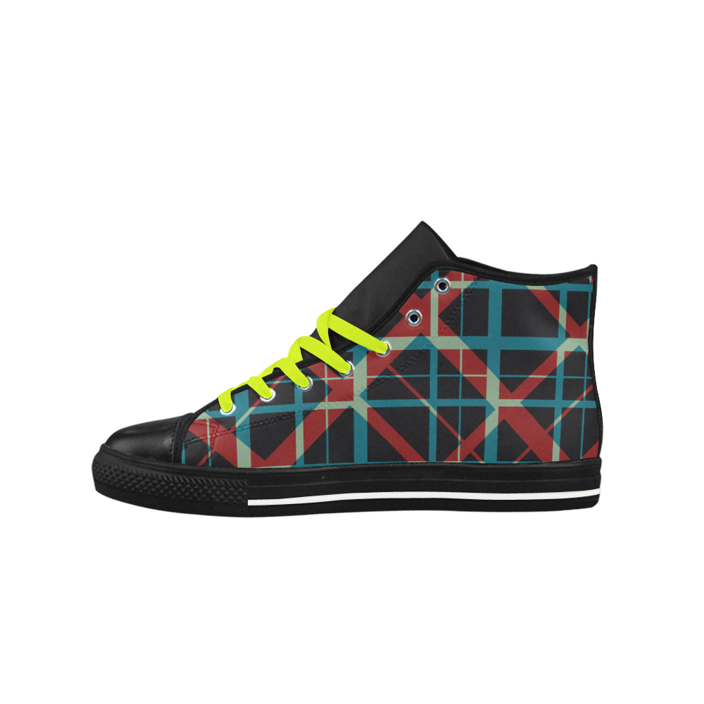 Plaid I hipster style plaid pattern Aquila High Top Microfiber Leather