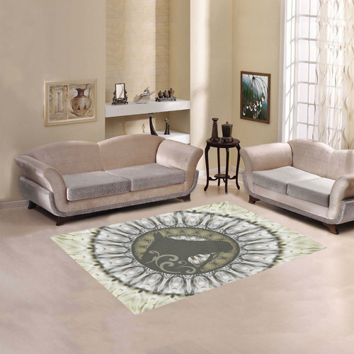 Mandala Magic Ripples HORSE HEAD SILHOUETTE Area Rug 5'3''x4'