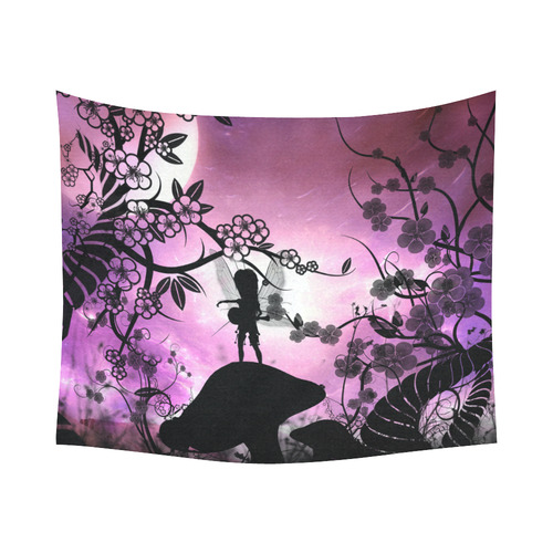 Playing fairy, fantasy forest Cotton Linen Wall Tapestry 60"x 51"