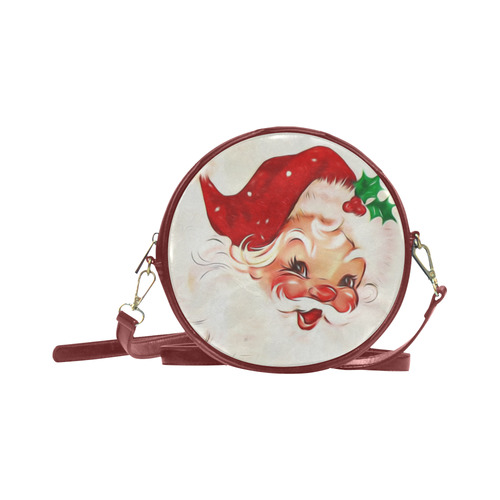 A cute vintage Santa Claus with a mistletoe Round Sling Bag (Model 1647)