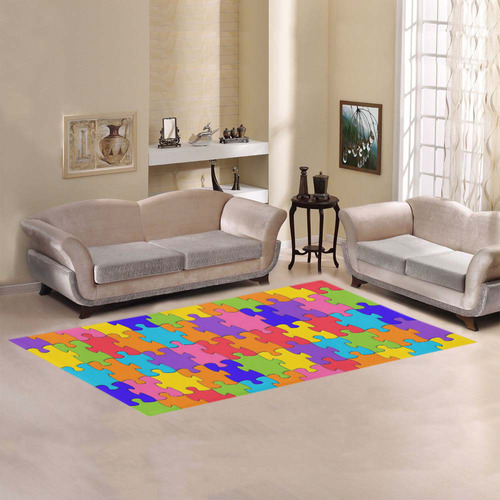 Multicolored Jigsaw Puzzle Area Rug 7'x3'3''