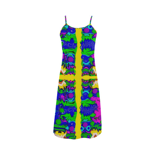 Shimmering Landscape Pop Art Alcestis Slip Dress (Model D05)