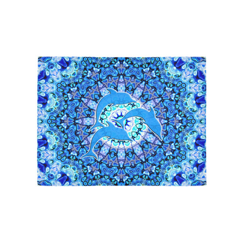 Mandala Magic Blue JUMPING DOLPHINS Area Rug 5'3''x4'