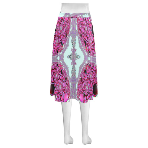 Cherry Blossoms and Rose Gardens Fractal Mnemosyne Women's Crepe Skirt (Model D16)