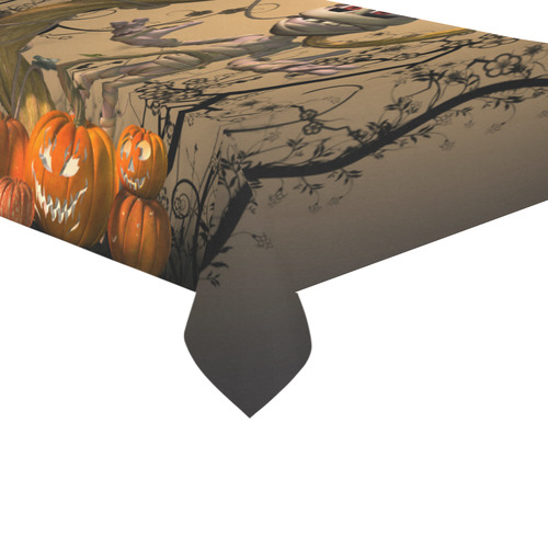 Funny mummy with pumpkins Cotton Linen Tablecloth 60"x 104"