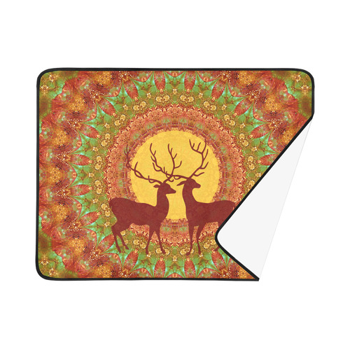 Mandala YOUNG DEERS with Full Moon Beach Mat 78"x 60"