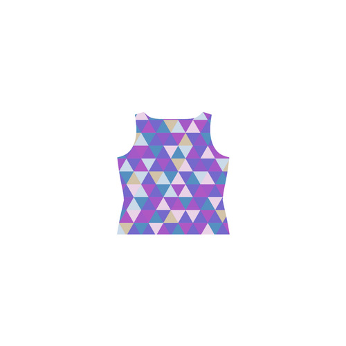 Purple Blue Pink Abstract Triangles Sleeveless Splicing Shift Dress(Model D17)