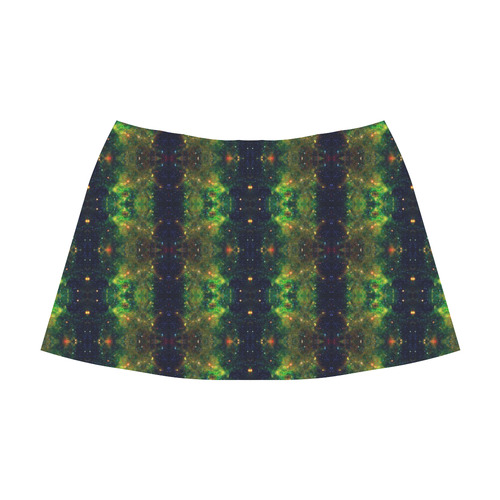 NASA: Green Orange & Blue Stars Abstract Mnemosyne Women's Crepe Skirt (Model D16)