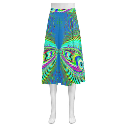 Rainbow Fish Jumping on the Water Fractal Mnemosyne Women's Crepe Skirt (Model D16)